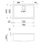 Elleci QUADRA130U 花崗岩廚房台下石盆 (黑色)